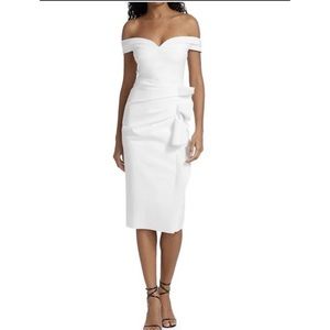 Chiara Boni White Off-Shoulder Midi Dress